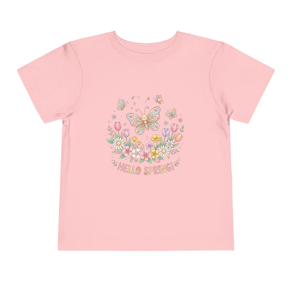 Hello Spring Butterfly Toddler Tee | Floral Springtime Graphic