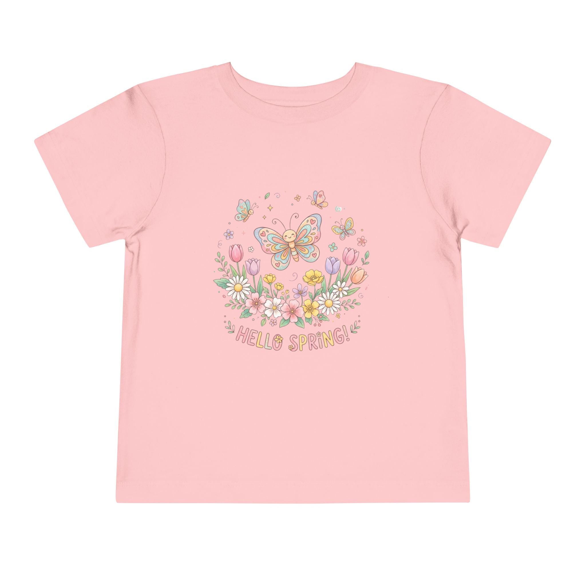 Hello Spring Butterfly Toddler Tee | Floral Springtime Graphic