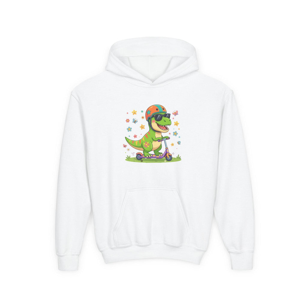 Skateboard T-Rex Hoodie | Kids Dino Scooter Sweatshirt