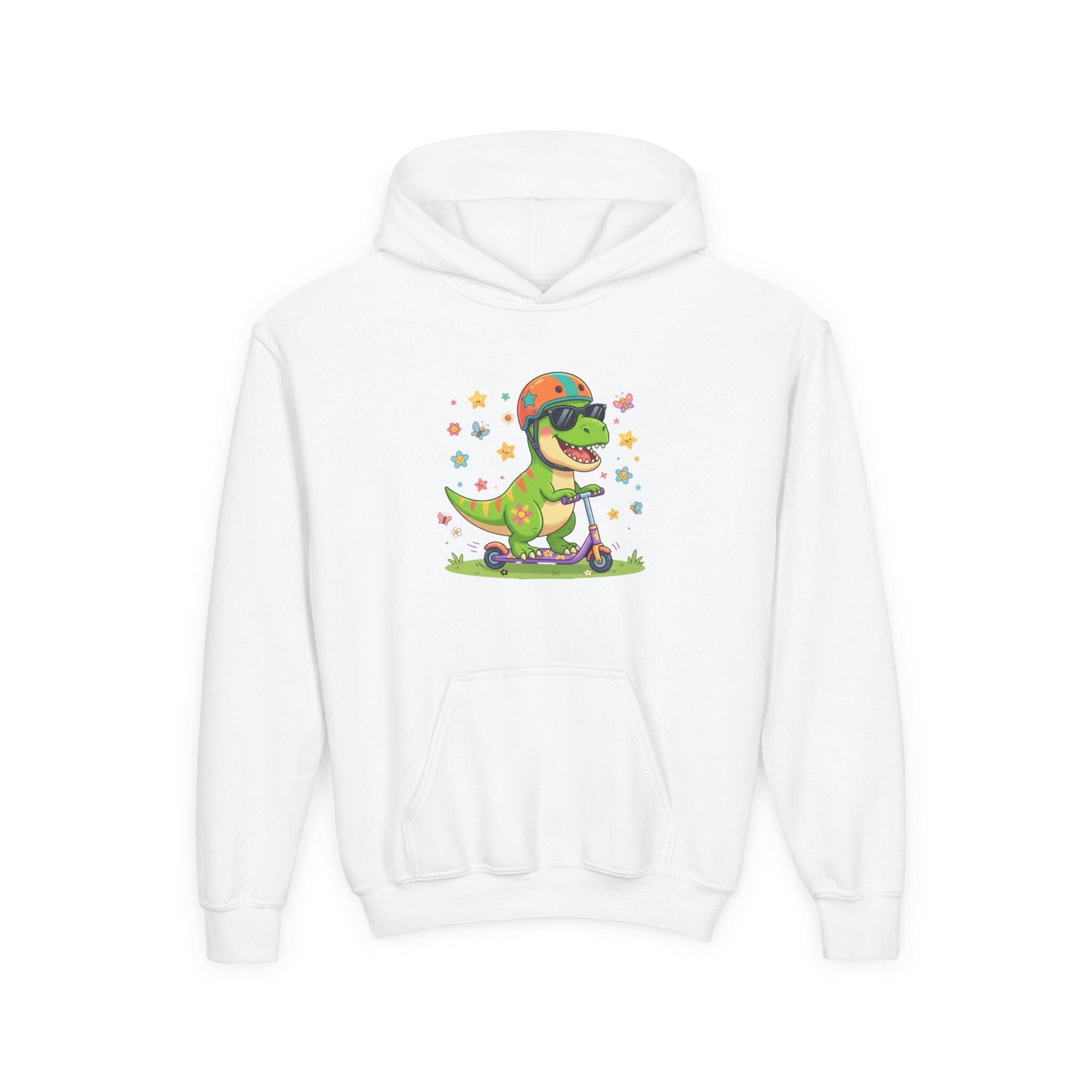 Skateboard T-Rex Hoodie | Kids Dino Scooter Sweatshirt