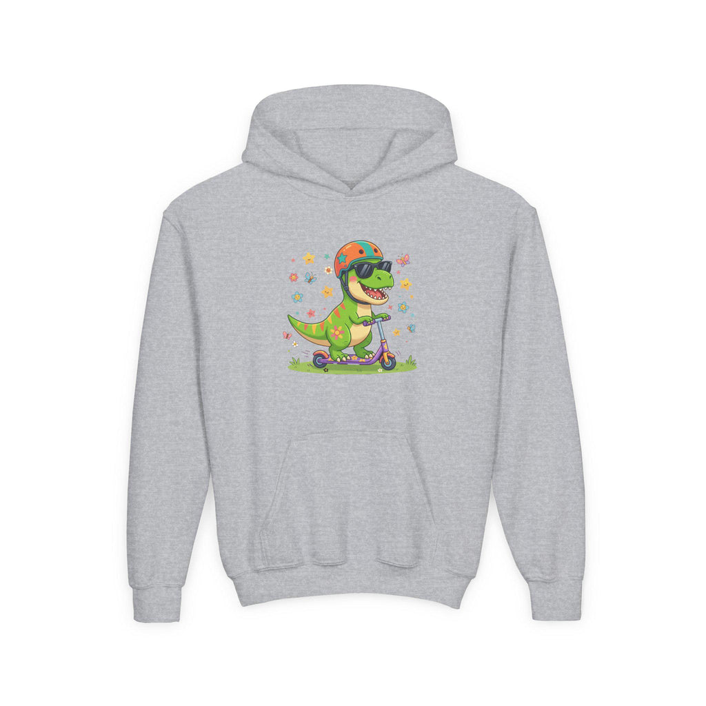 Skateboard T-Rex Hoodie | Kids Dino Scooter Sweatshirt