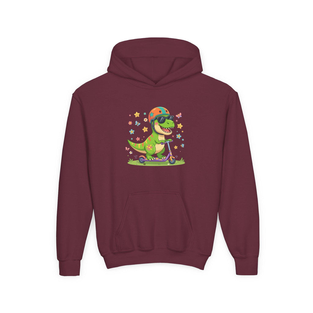 Skateboard T-Rex Hoodie | Kids Dino Scooter Sweatshirt