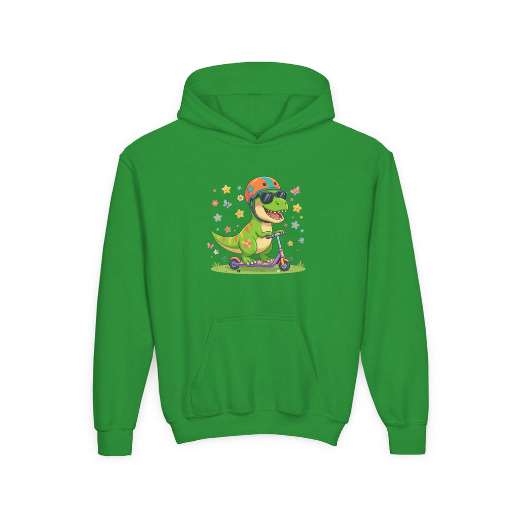 Skateboard T-Rex Hoodie | Kids Dino Scooter Sweatshirt