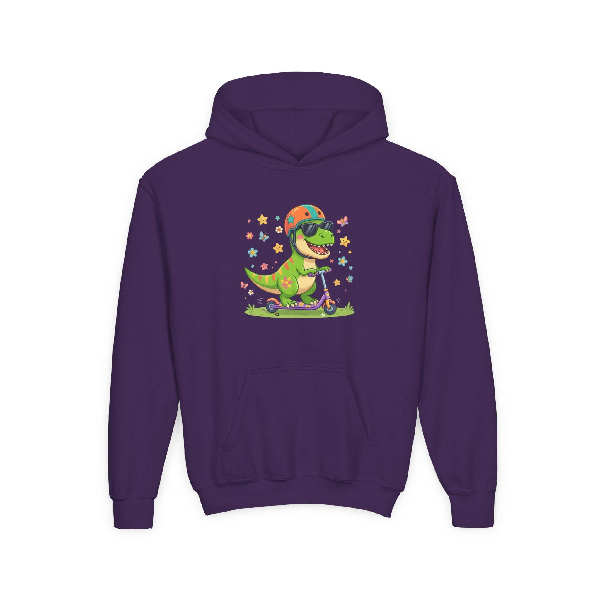 Skateboard T-Rex Hoodie | Kids Dino Scooter Sweatshirt