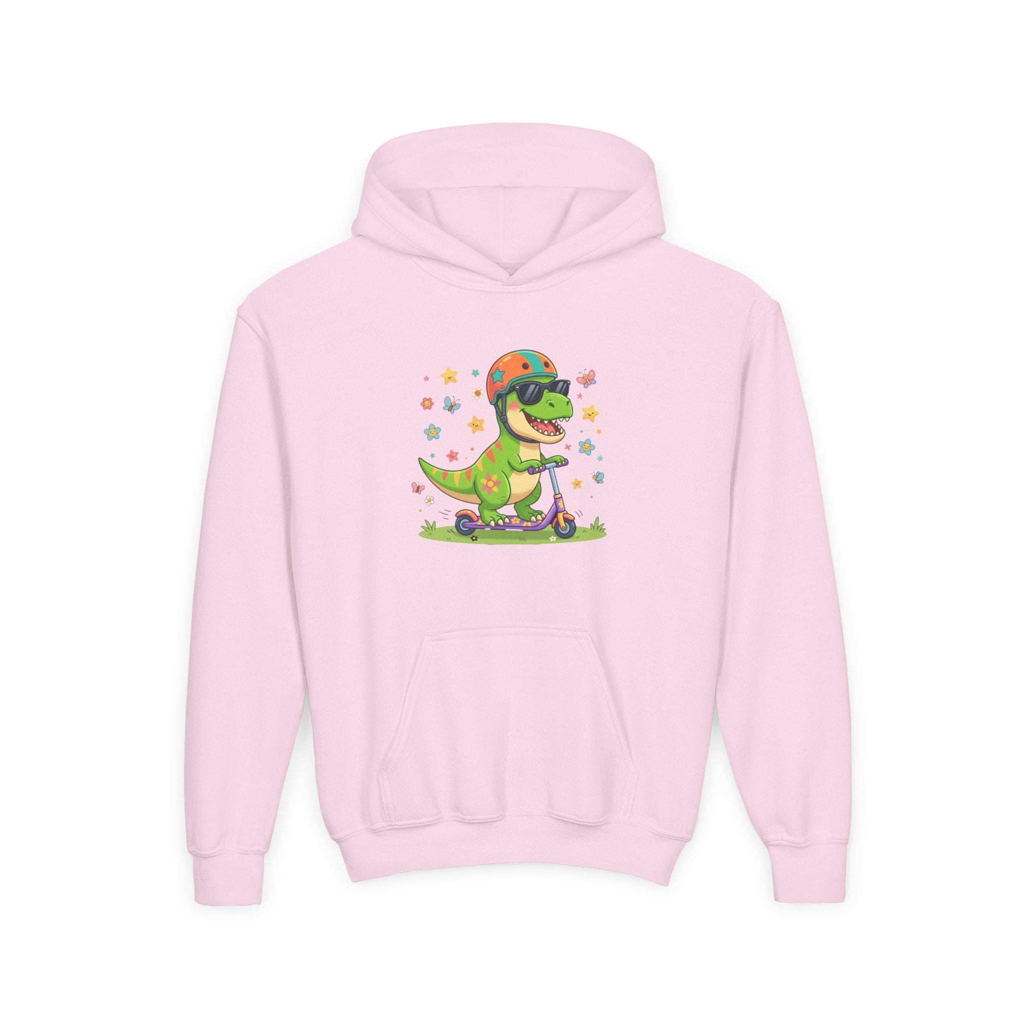 Skateboard T-Rex Hoodie | Kids Dino Scooter Sweatshirt