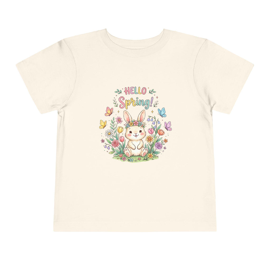 Toddler Bunny Spring Tee | Hand-Drawn Floral Butterflies Meadow