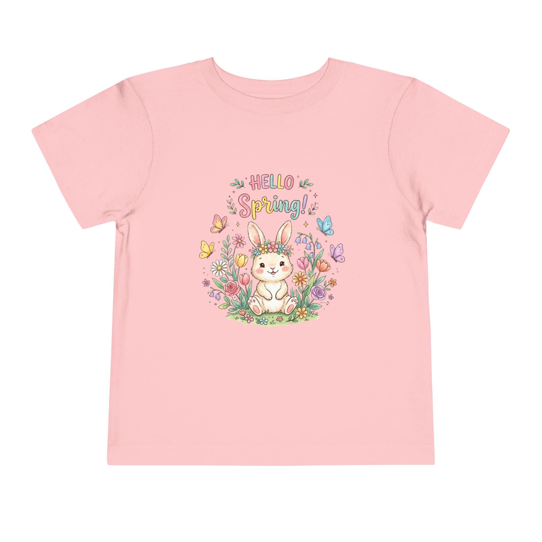 Toddler Bunny Spring Tee | Hand-Drawn Floral Butterflies Meadow