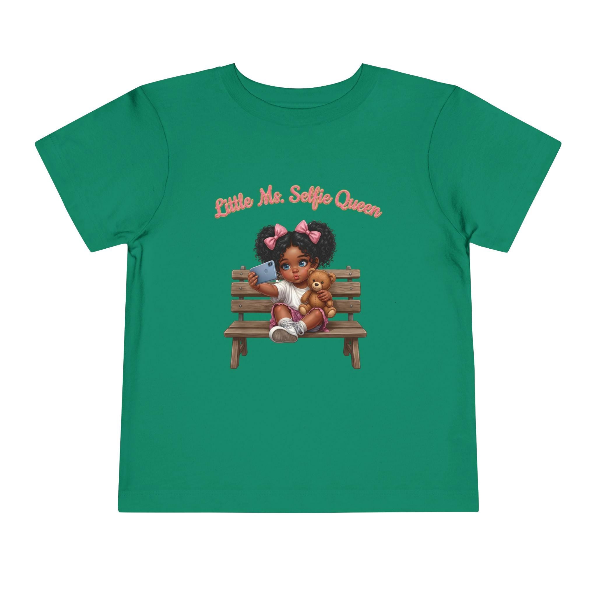 Toddler Tee | Little Ms. Selfie Queen Illustration, Park Bench Scene