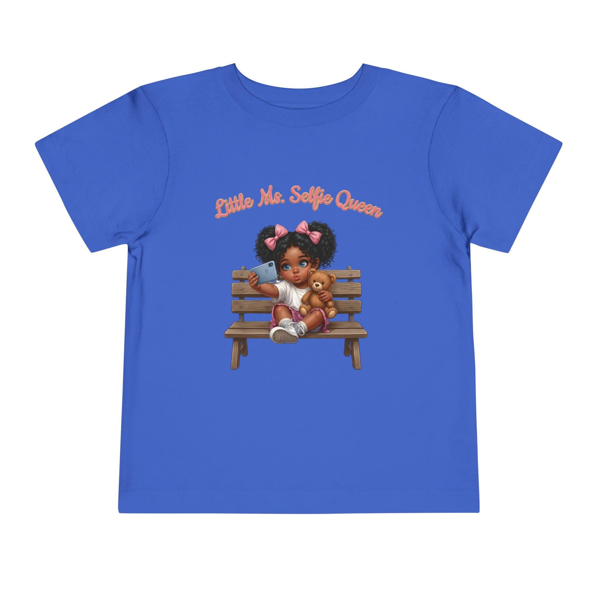 Toddler Tee | Little Ms. Selfie Queen Illustration, Park Bench Scene