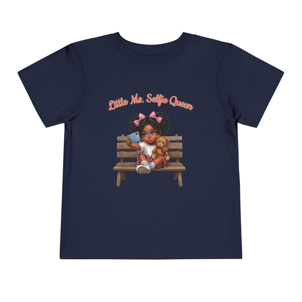 Toddler Tee | Little Ms. Selfie Queen Illustration, Park Bench Scene