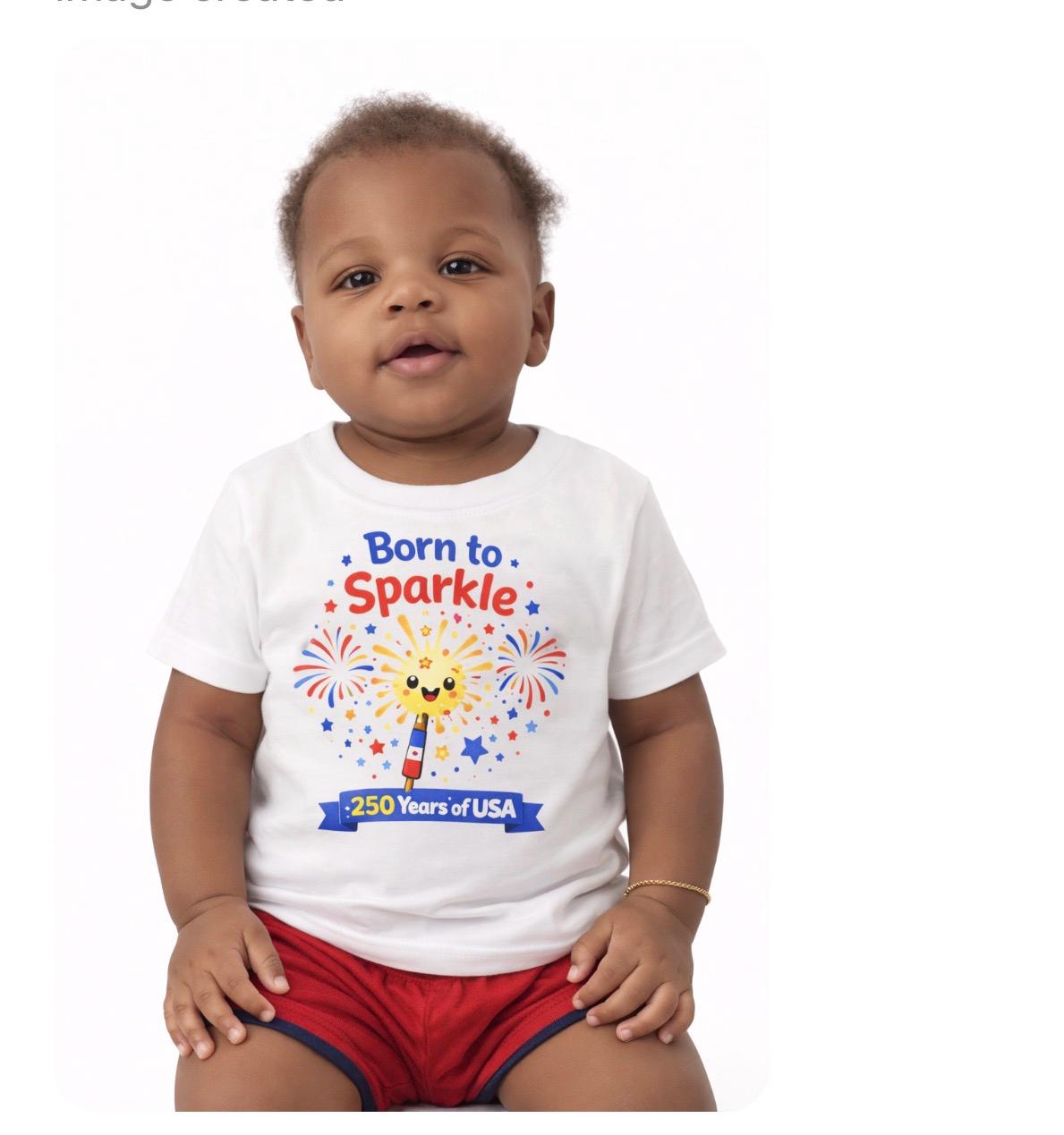 Born to Sparkle Tee | 250 Years of USA fireworks kids t-shirt