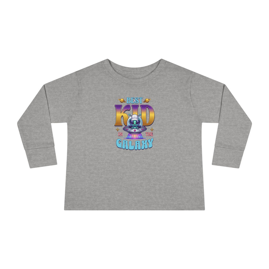 Toddler Long Sleeve Tee | Alien Spaceship Graphic, Retro Playtime Postcard
