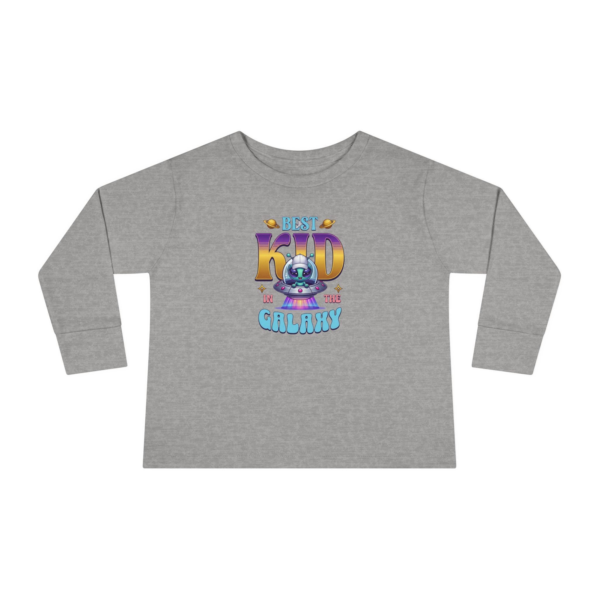 Toddler Long Sleeve Tee | Alien Spaceship Graphic, Retro Playtime Postcard