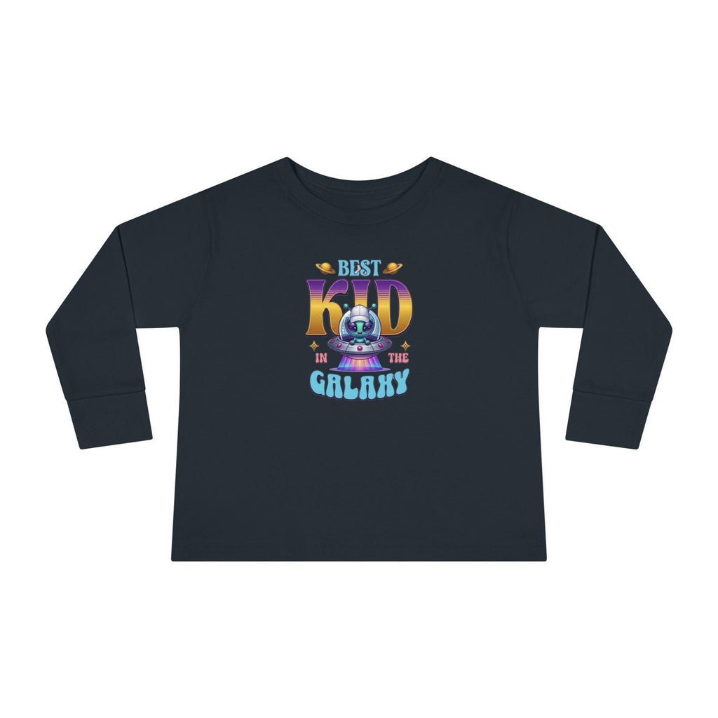 Toddler Long Sleeve Tee | Alien Spaceship Graphic, Retro Playtime Postcard