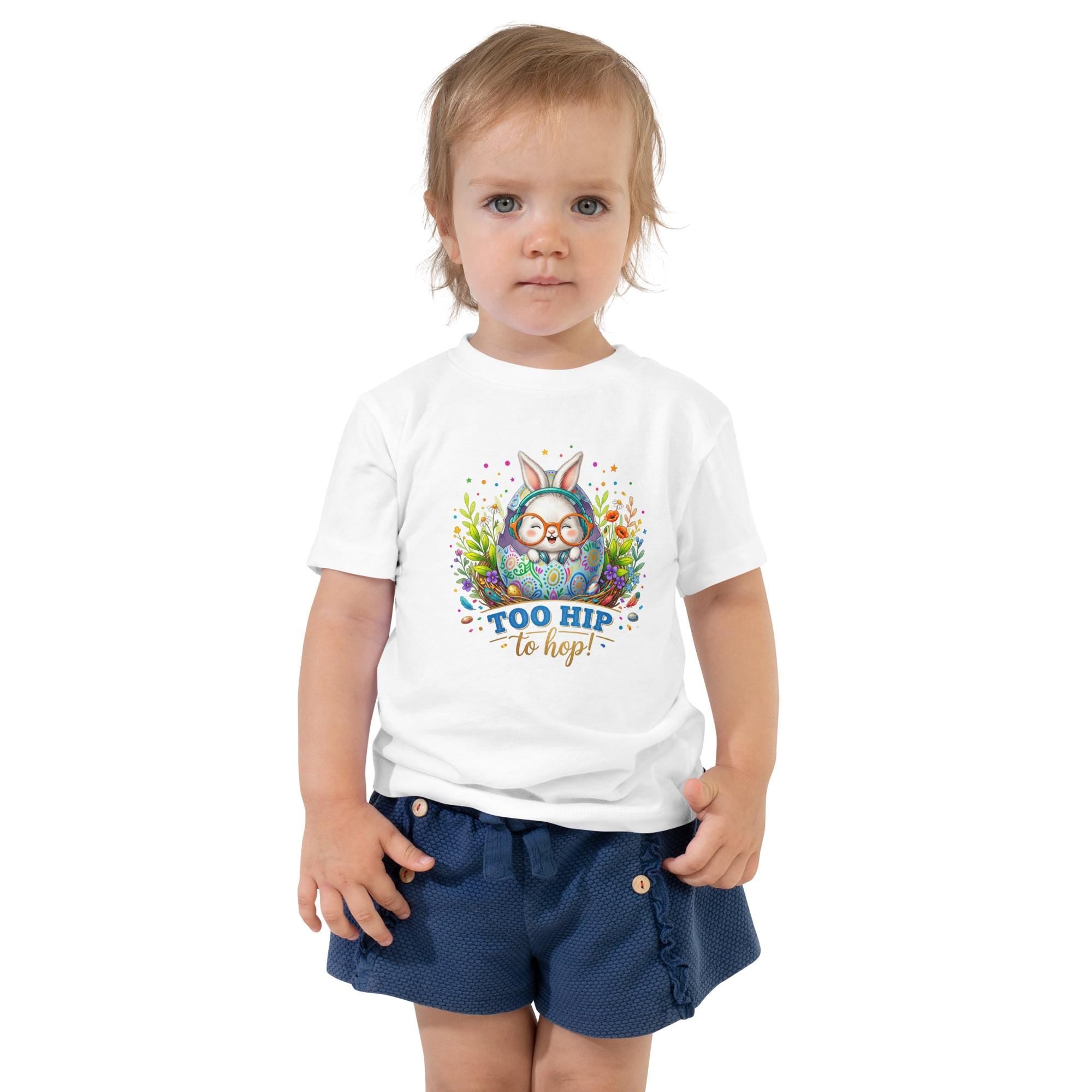 Toddler Too Hip to hop Easter Bunny Short Sleeve Tee