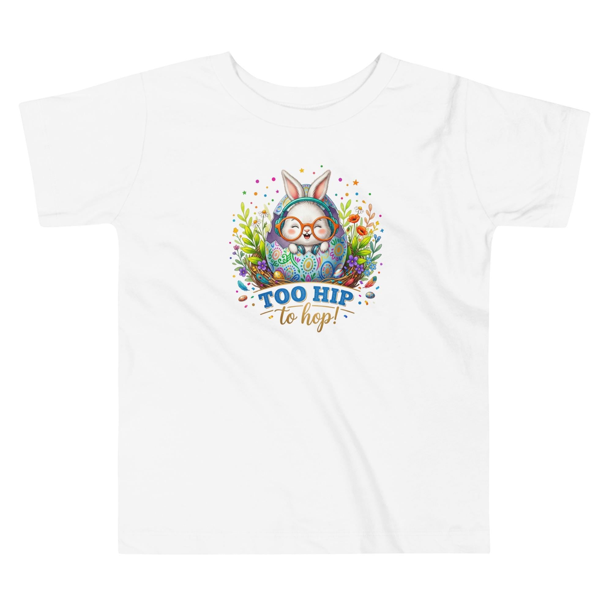 Toddler Too Hip to hop Easter Bunny Short Sleeve Tee