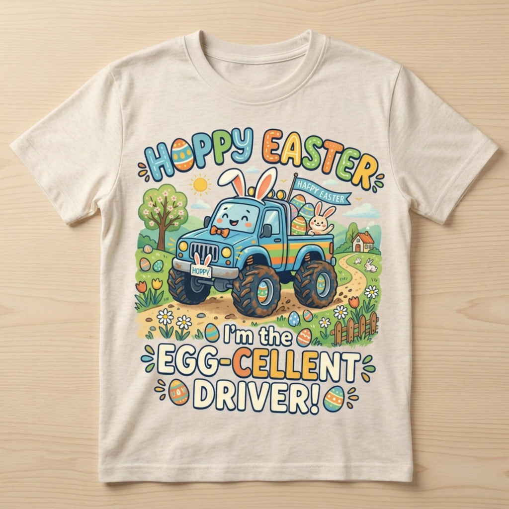Egg-cellent Truck Driver: Hoppy Easter Toddler Graphic T-shirt