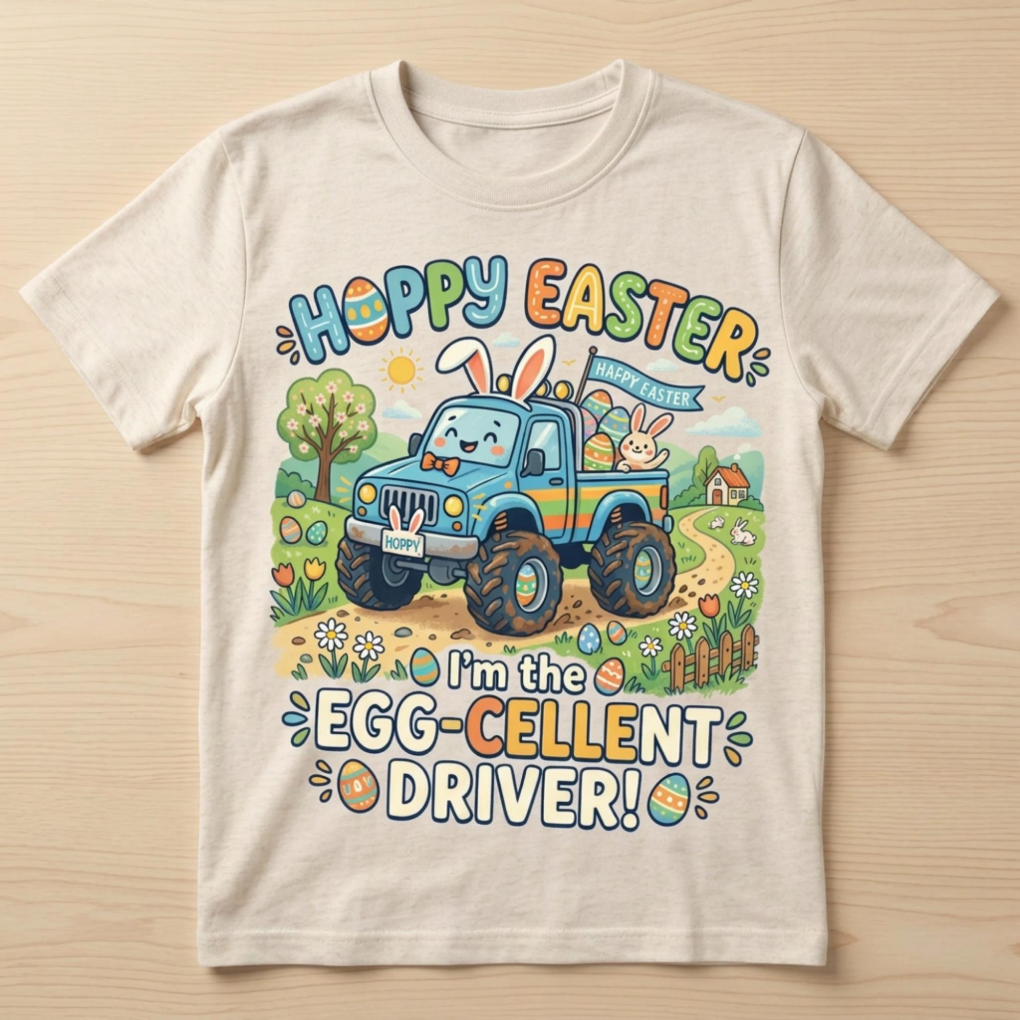 Egg-cellent Truck Driver: Hoppy Easter Toddler Graphic T-shirt