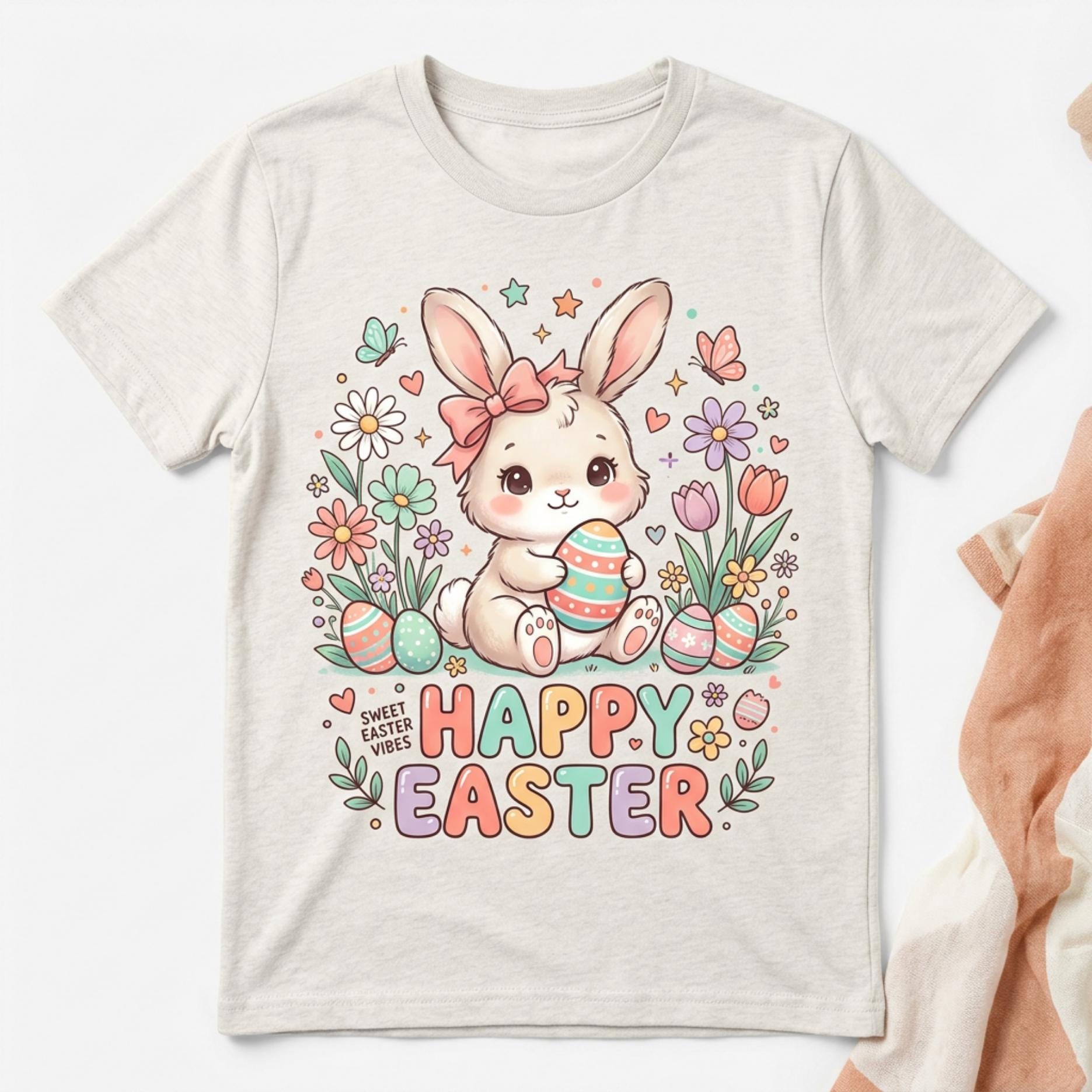 Happy Easter Bunny Floral Toddler girl T-shirt