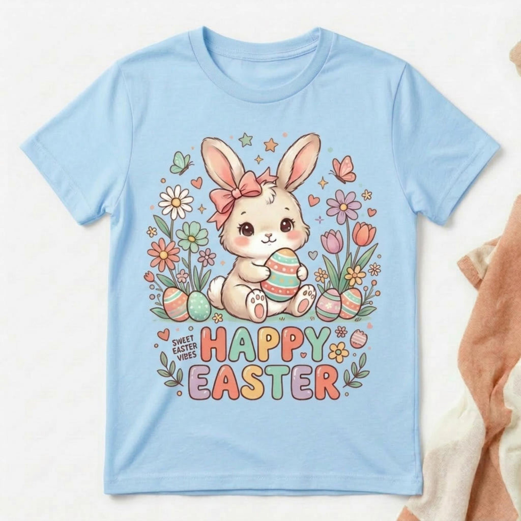 Happy Easter Bunny Floral Toddler girl T-shirt