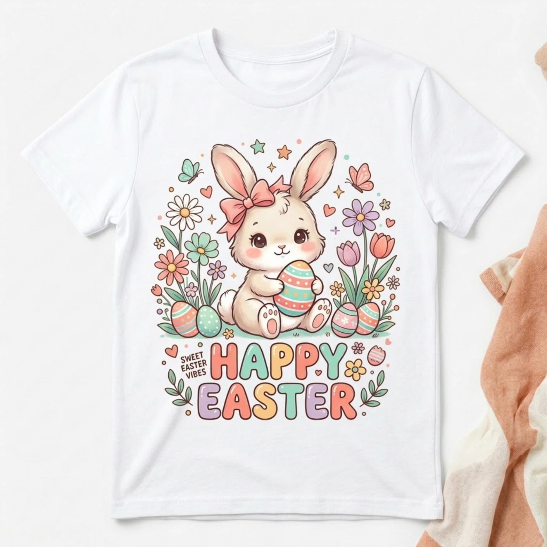 Happy Easter Bunny Floral Toddler girl T-shirt