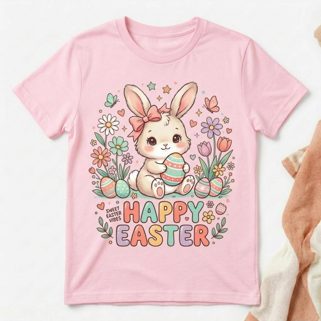 Happy Easter Bunny Floral Toddler girl T-shirt