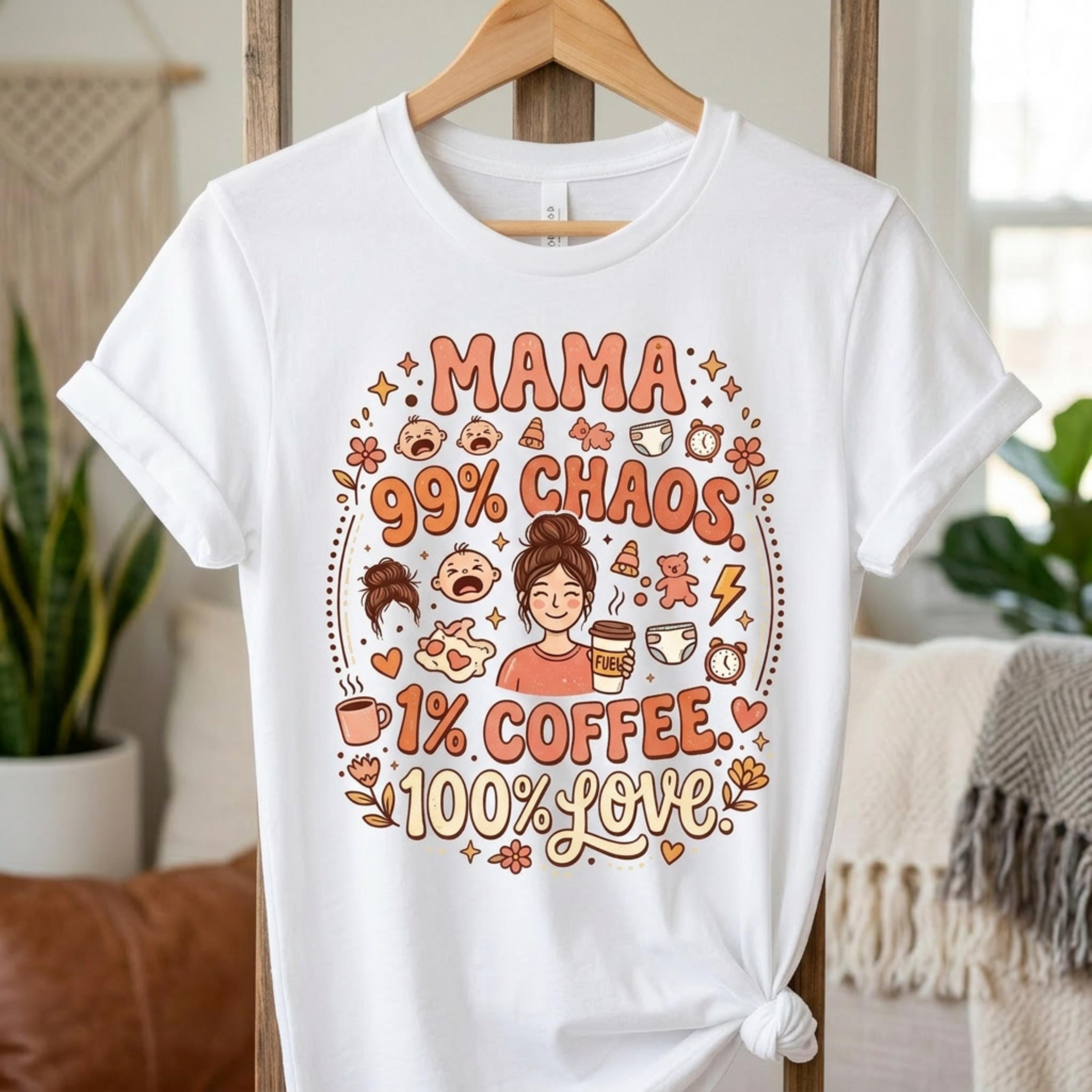 Mama 99 Chaos, 1 Coffee, 100 Love Women's T-Shirt – Mom Life Apparel for Mother's Day