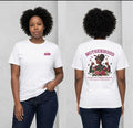 Motherhood graphic T-Shirt | Mom chest print, floral afro woman back design Mother's Day Shirt