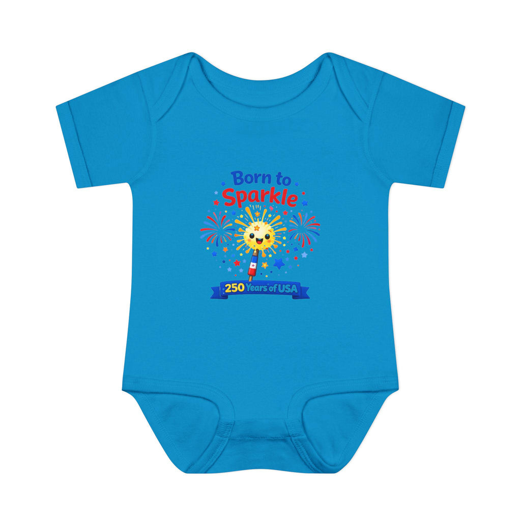 Infant Bodysuit, Born to Sparkle, 4th of July USA Celebration Onesie