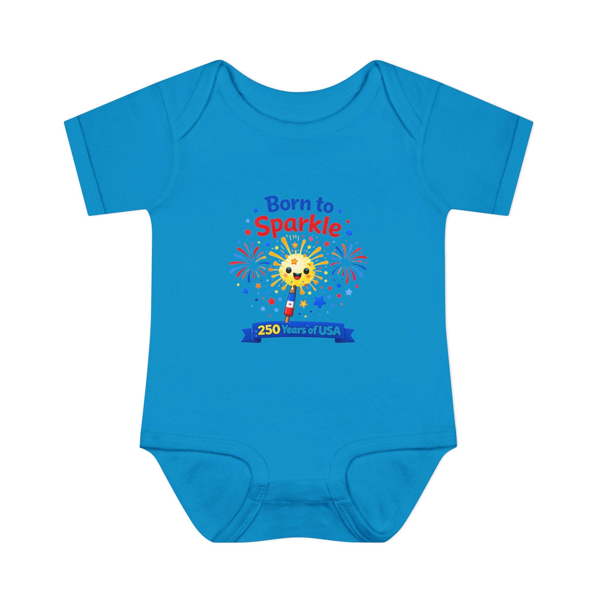 Infant Bodysuit, Born to Sparkle, 4th of July USA Celebration Onesie