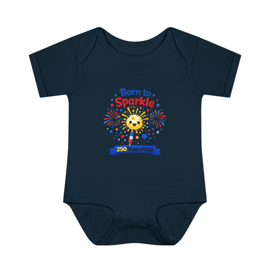 Infant Bodysuit, Born to Sparkle, 4th of July USA Celebration Onesie