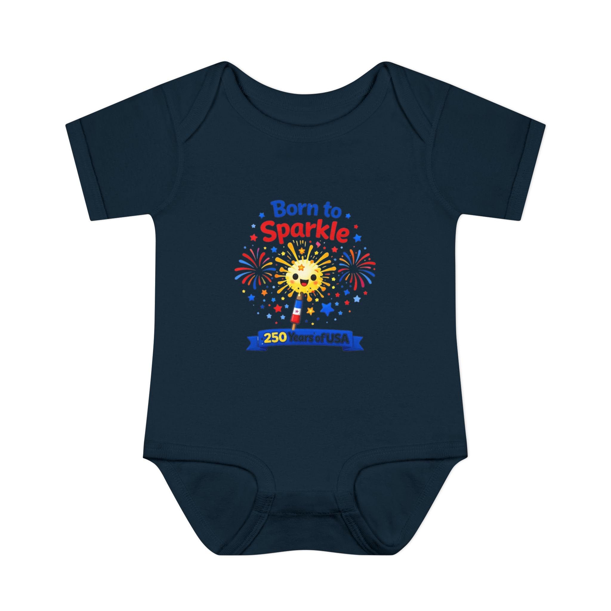 Infant Bodysuit, Born to Sparkle, 4th of July USA Celebration Onesie