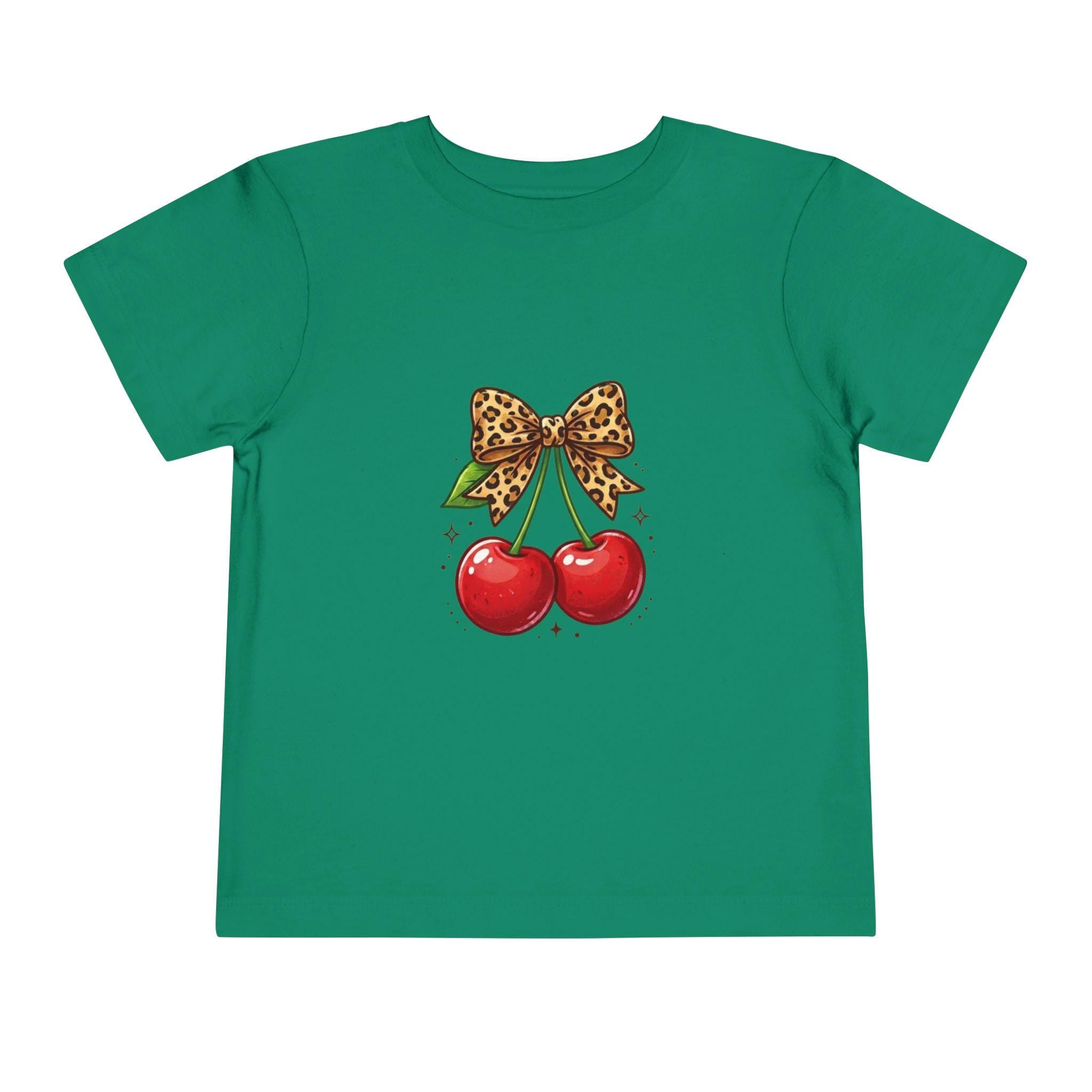 Leopard Bow Cherries Toddler Tee | Vintage Charm Cherry Graphic Shirt
