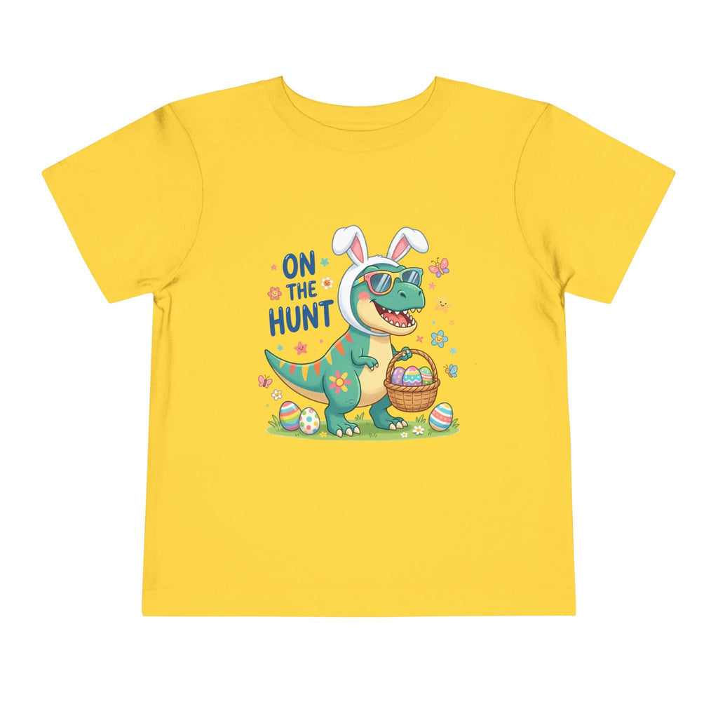 Dino in Bunny Ears On The Hunt Toddler Tee | Easter Egg Hunt Shirt