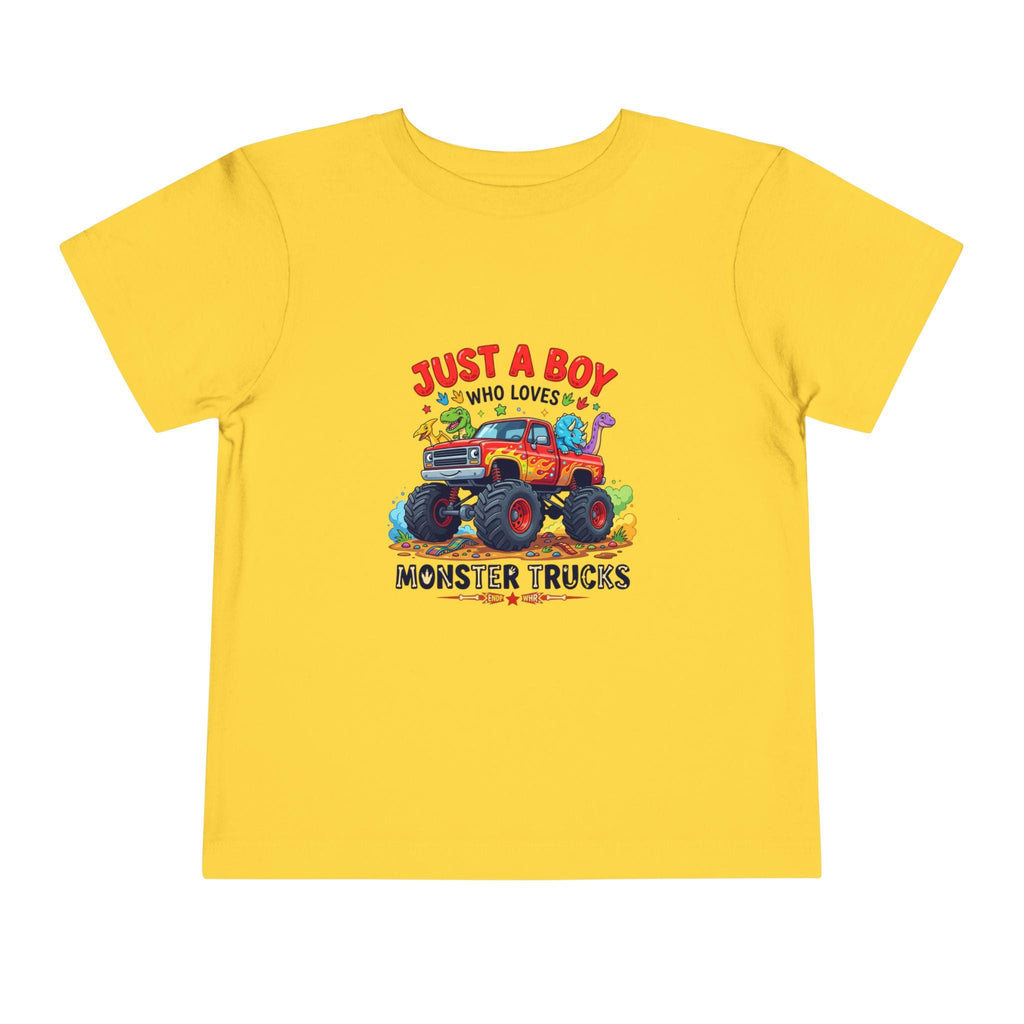 Just a Boy Who Loves Monster Trucks Toddler Tee | Kids Truck Shirt