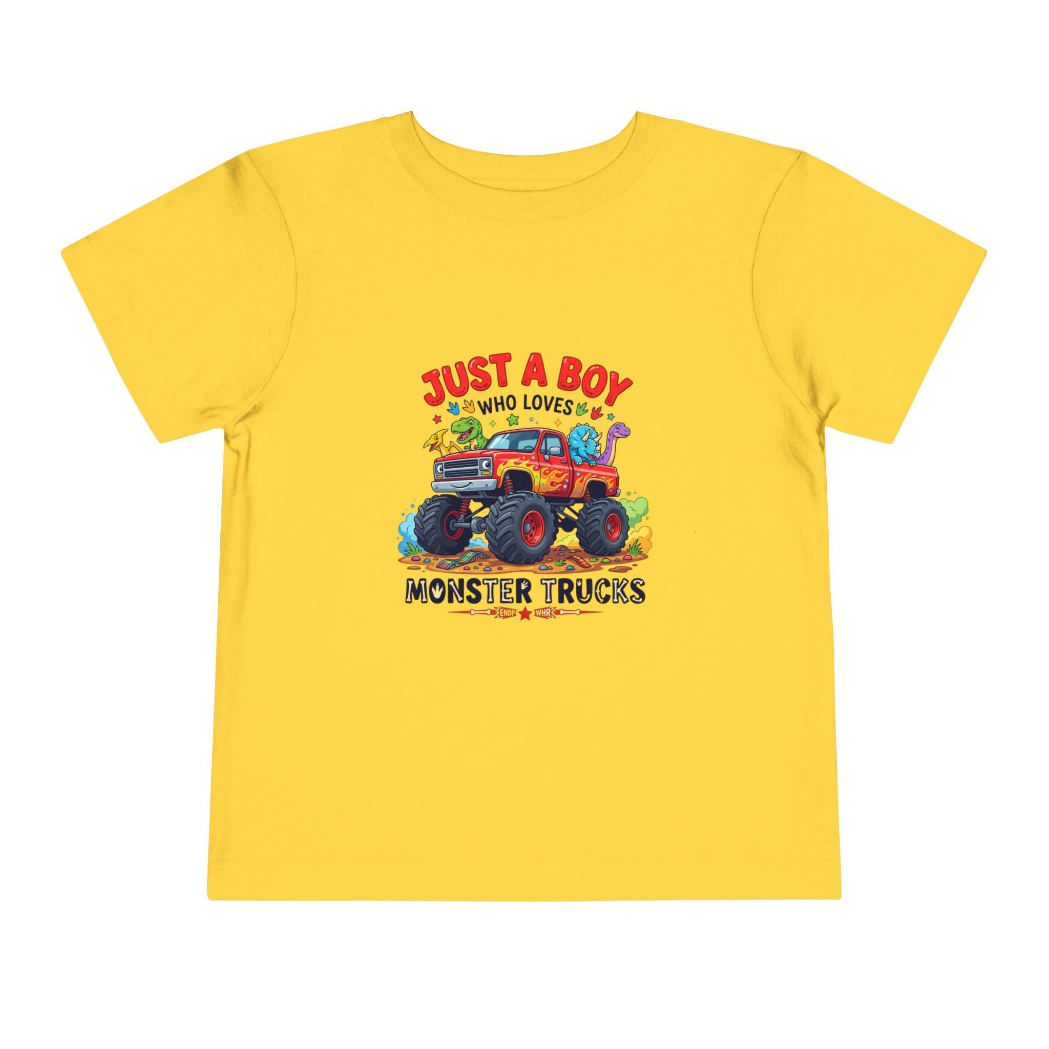 Just a Boy Who Loves Monster Trucks Toddler Tee | Kids Truck Shirt