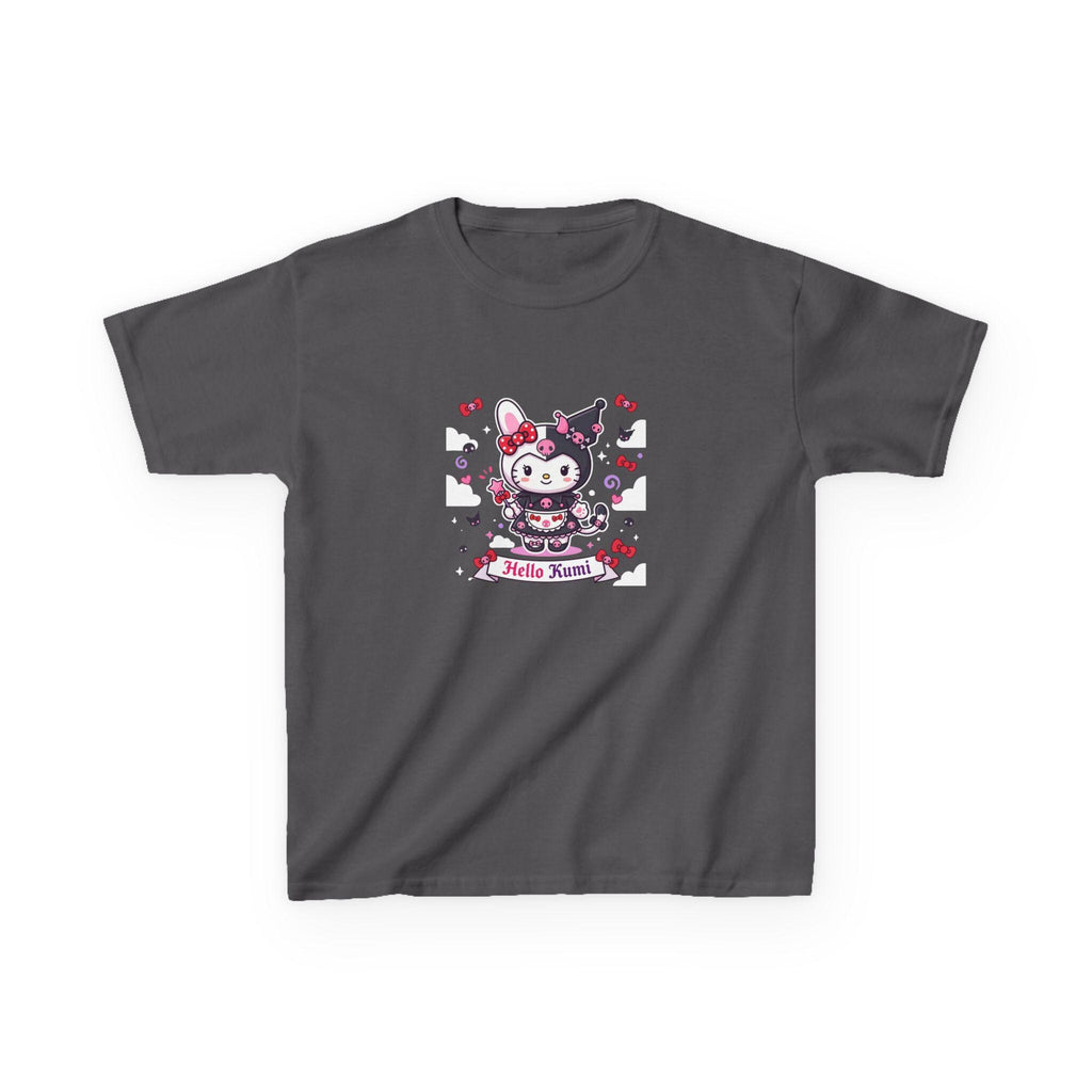 Hello Kuromi Character Tee | Cute Sanrio Style Kids Shirt, Hearts & Bows