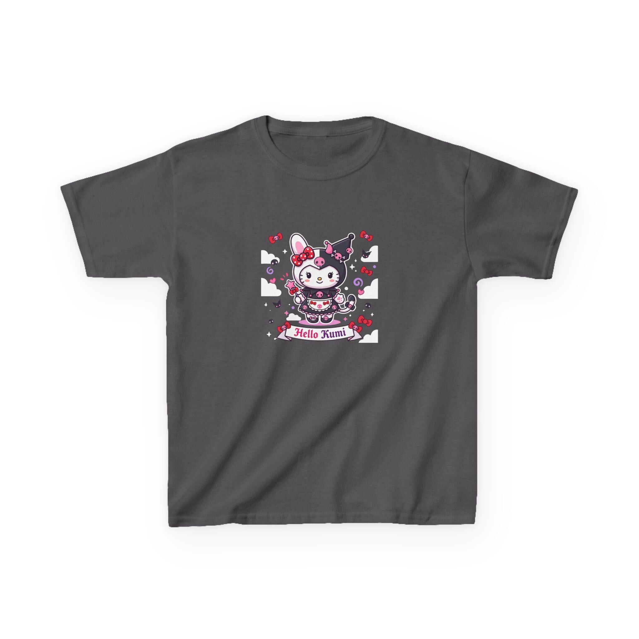 Hello Kuromi Character Tee | Cute Sanrio Style Kids Shirt, Hearts & Bows