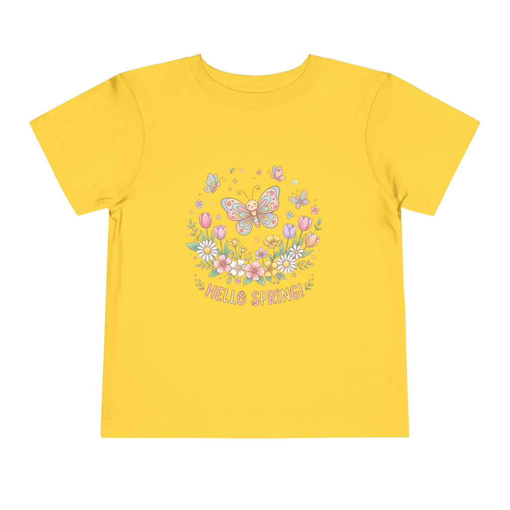 Hello Spring Butterfly Toddler Tee | Floral Springtime Graphic