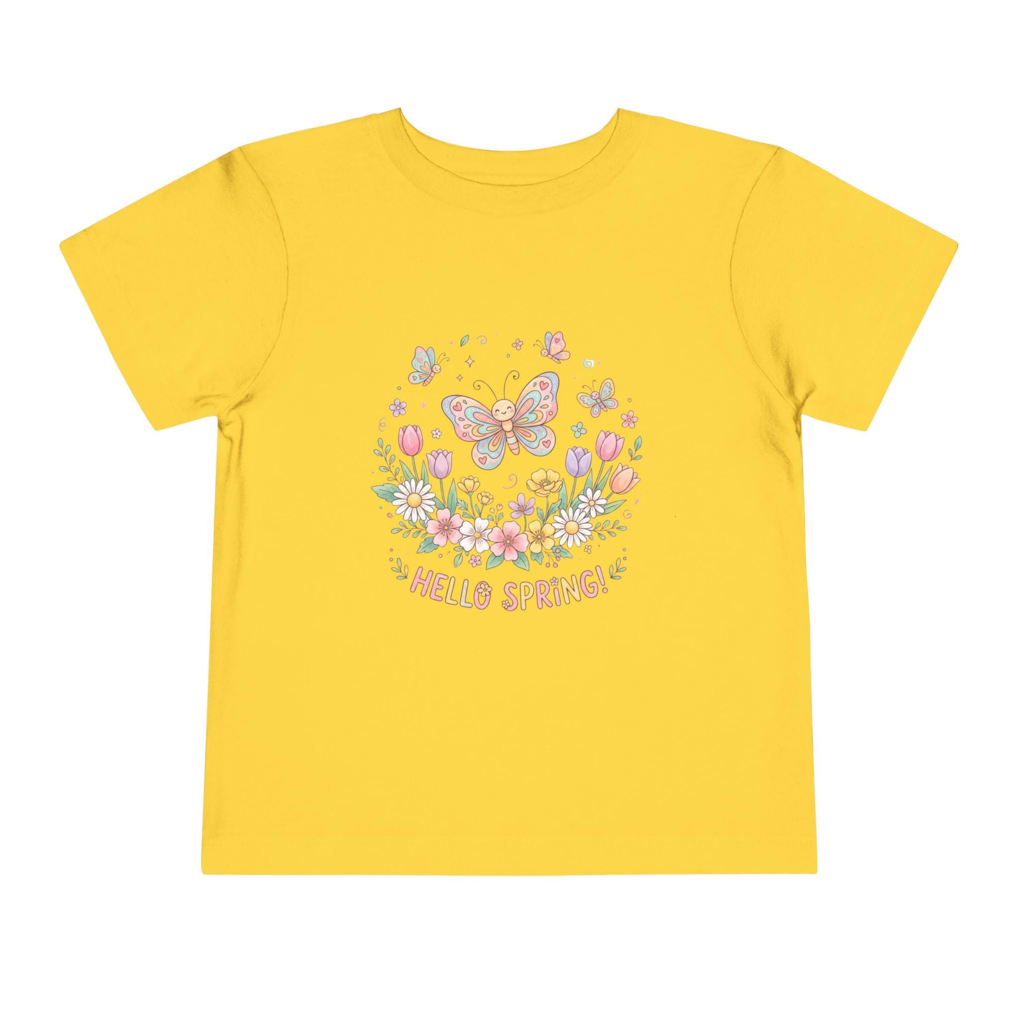 Hello Spring Butterfly Toddler Tee | Floral Springtime Graphic