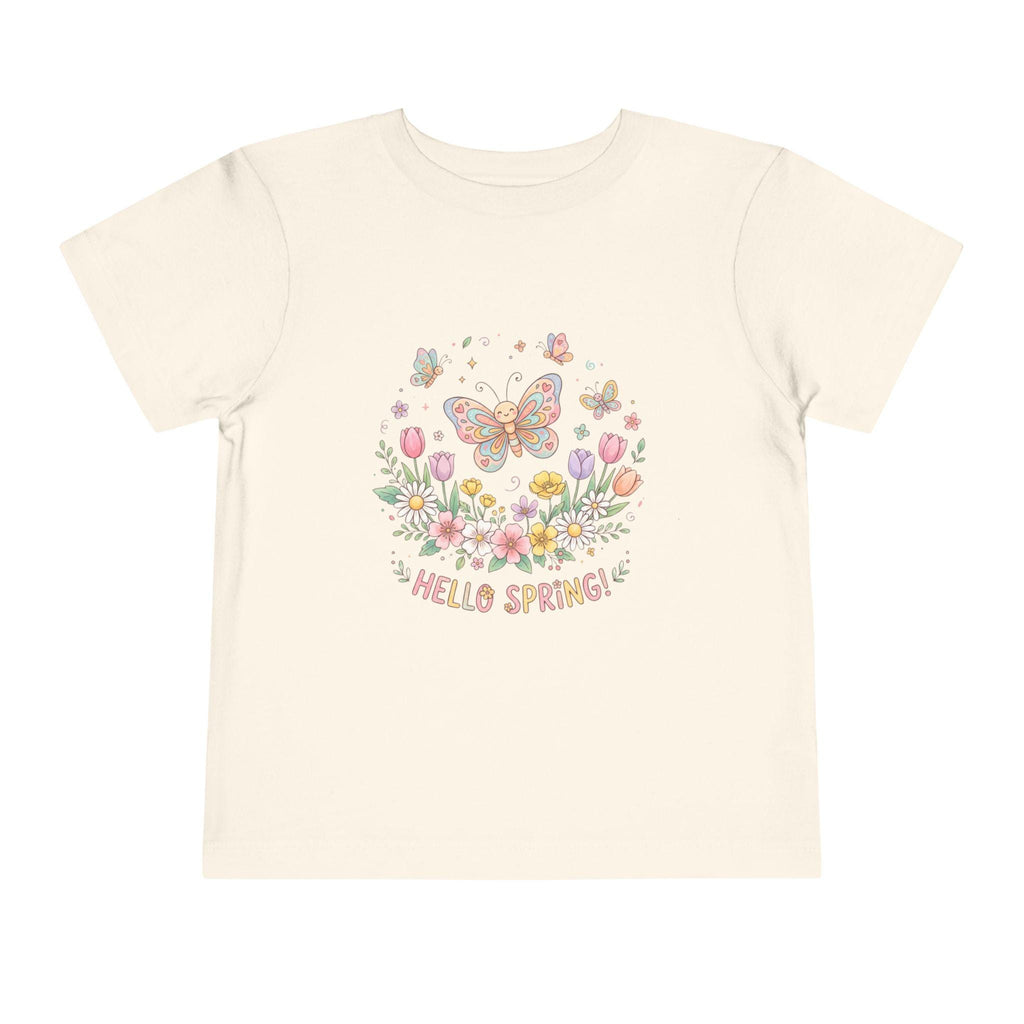 Hello Spring Butterfly Toddler Tee | Floral Springtime Graphic