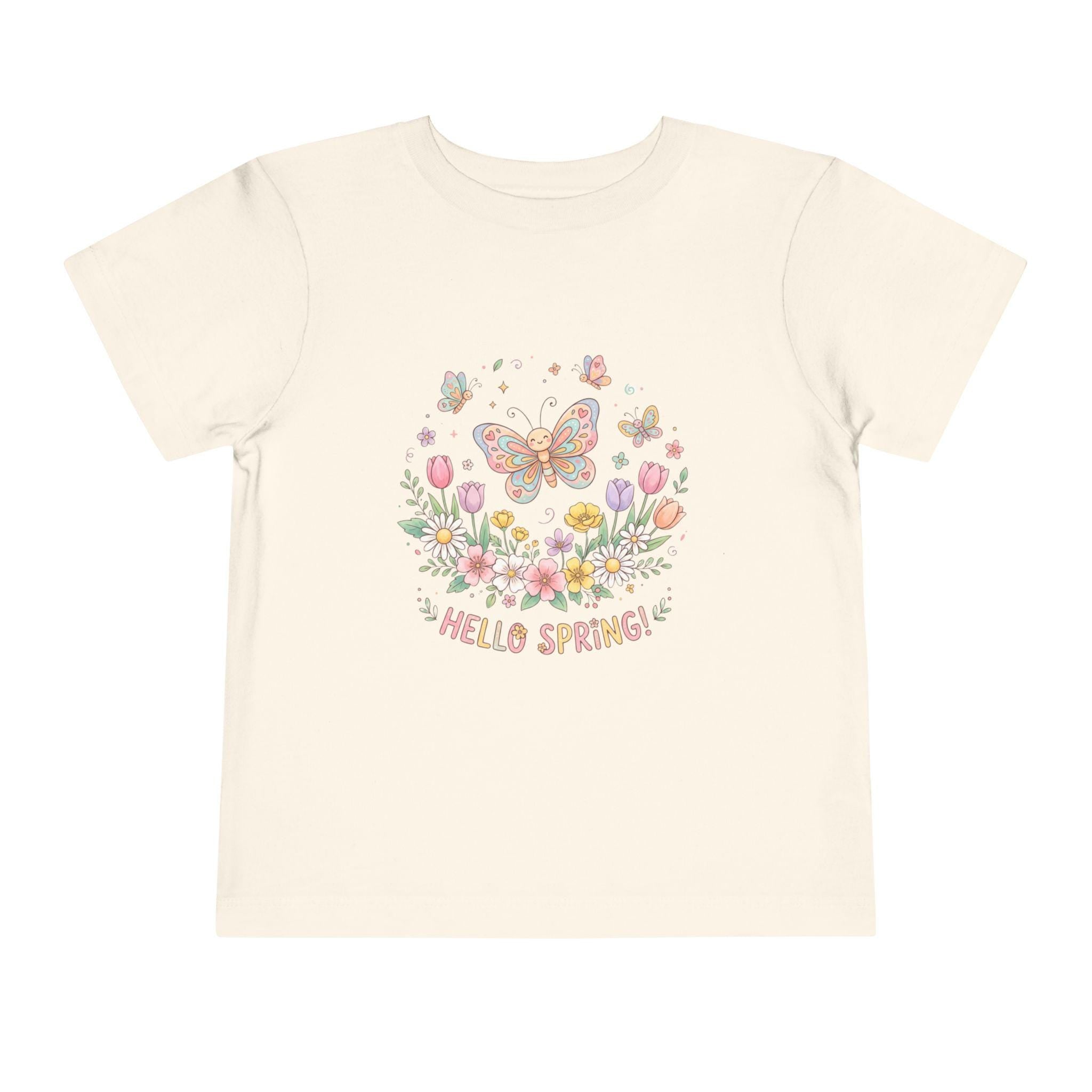 Hello Spring Butterfly Toddler Tee | Floral Springtime Graphic