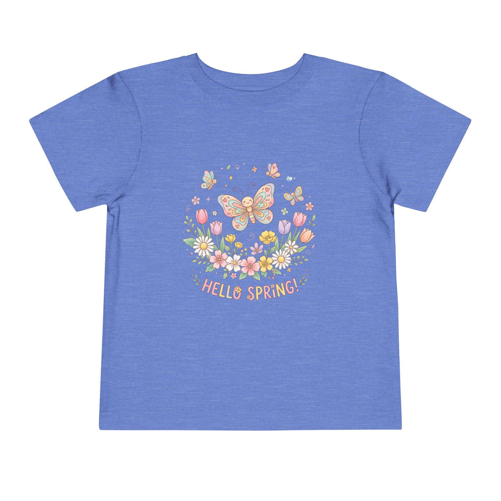 Hello Spring Butterfly Toddler Tee | Floral Springtime Graphic