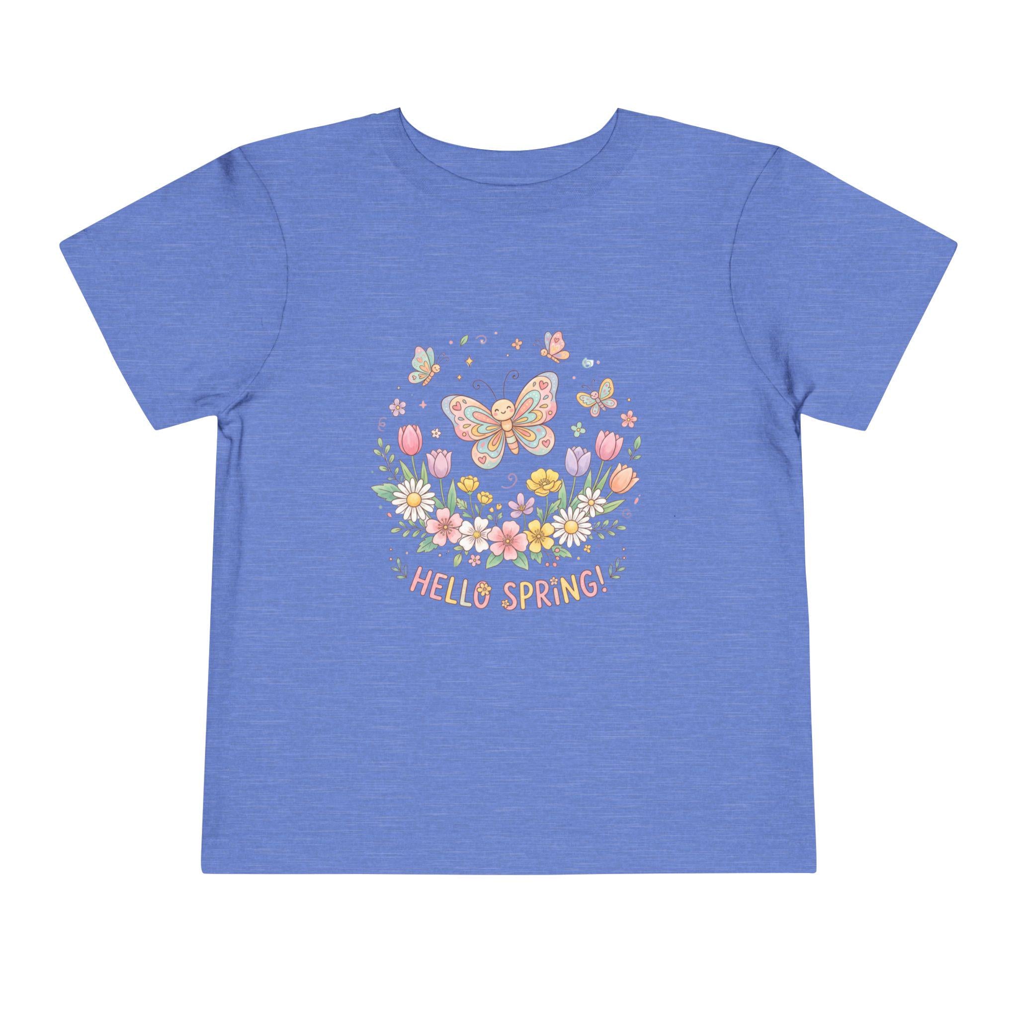 Hello Spring Butterfly Toddler Tee | Floral Springtime Graphic