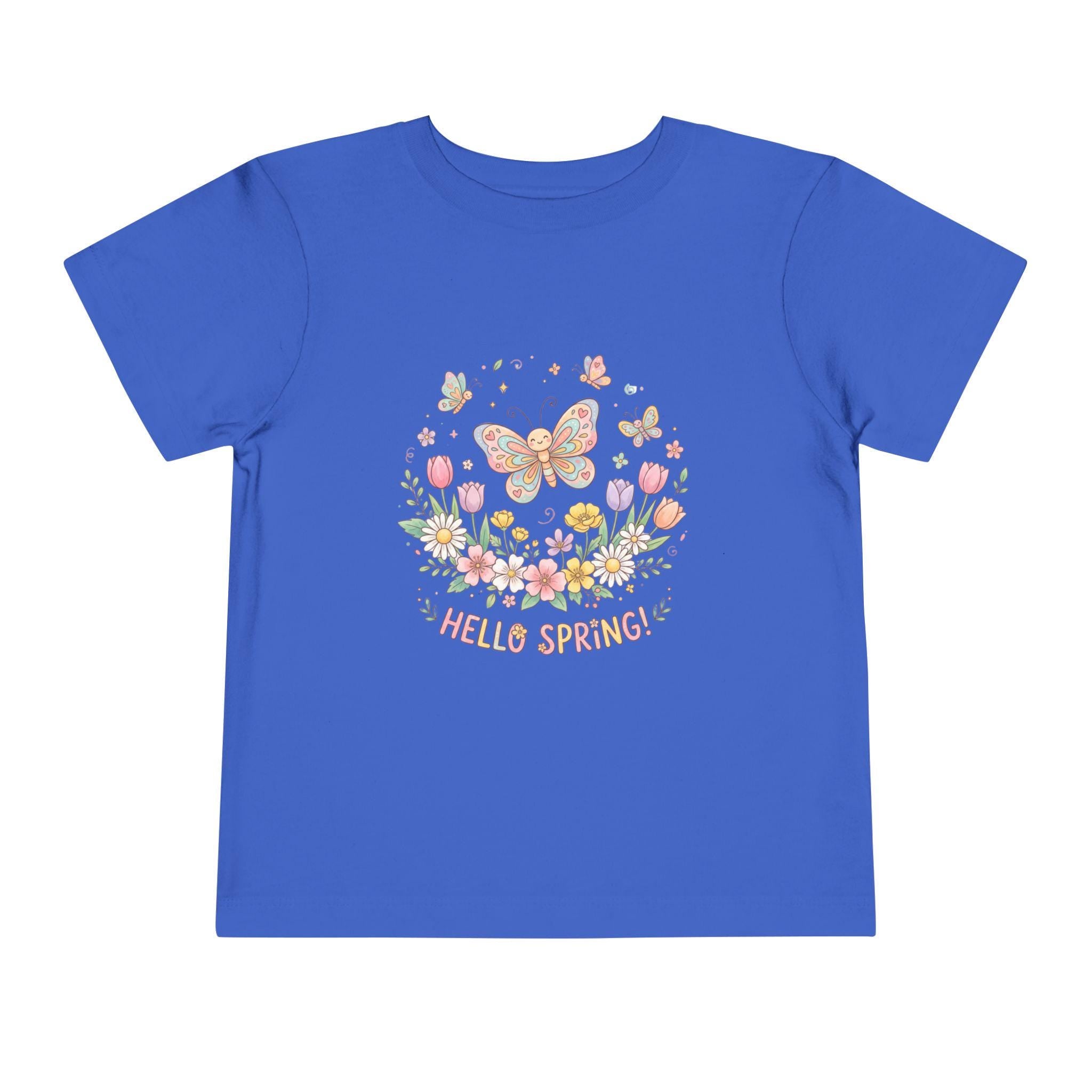 Hello Spring Butterfly Toddler Tee | Floral Springtime Graphic