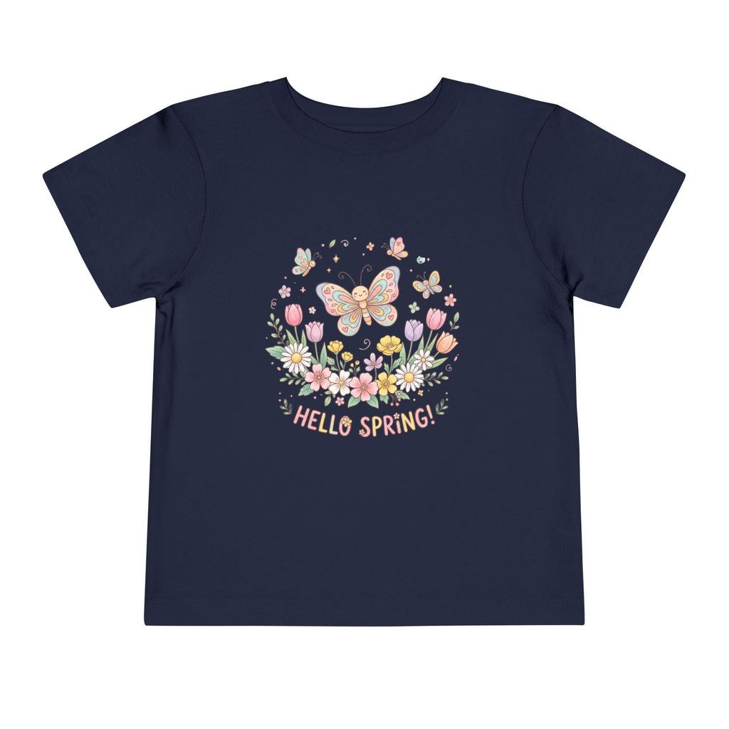 Hello Spring Butterfly Toddler Tee | Floral Springtime Graphic