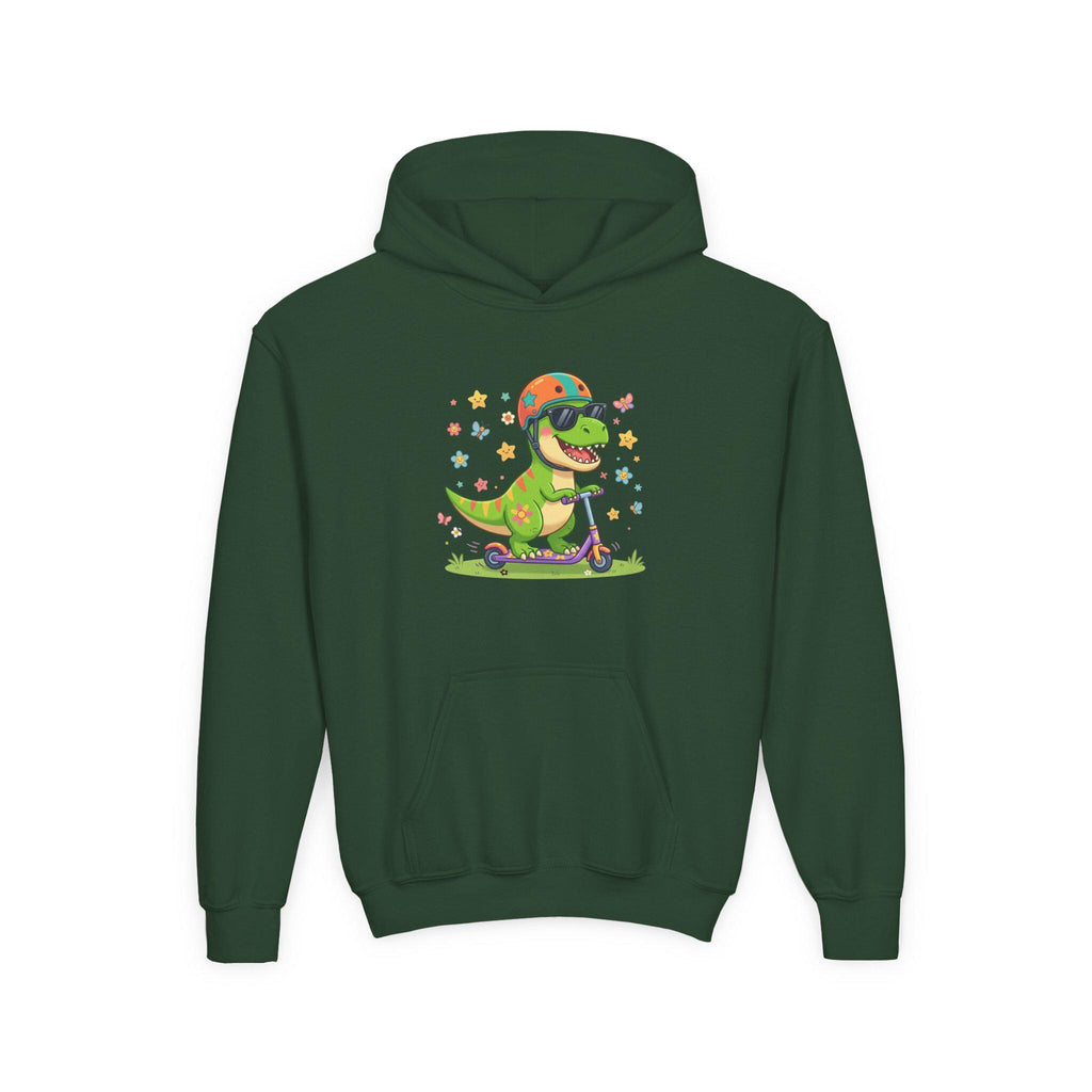 Skateboard T-Rex Hoodie | Kids Dino Scooter Sweatshirt