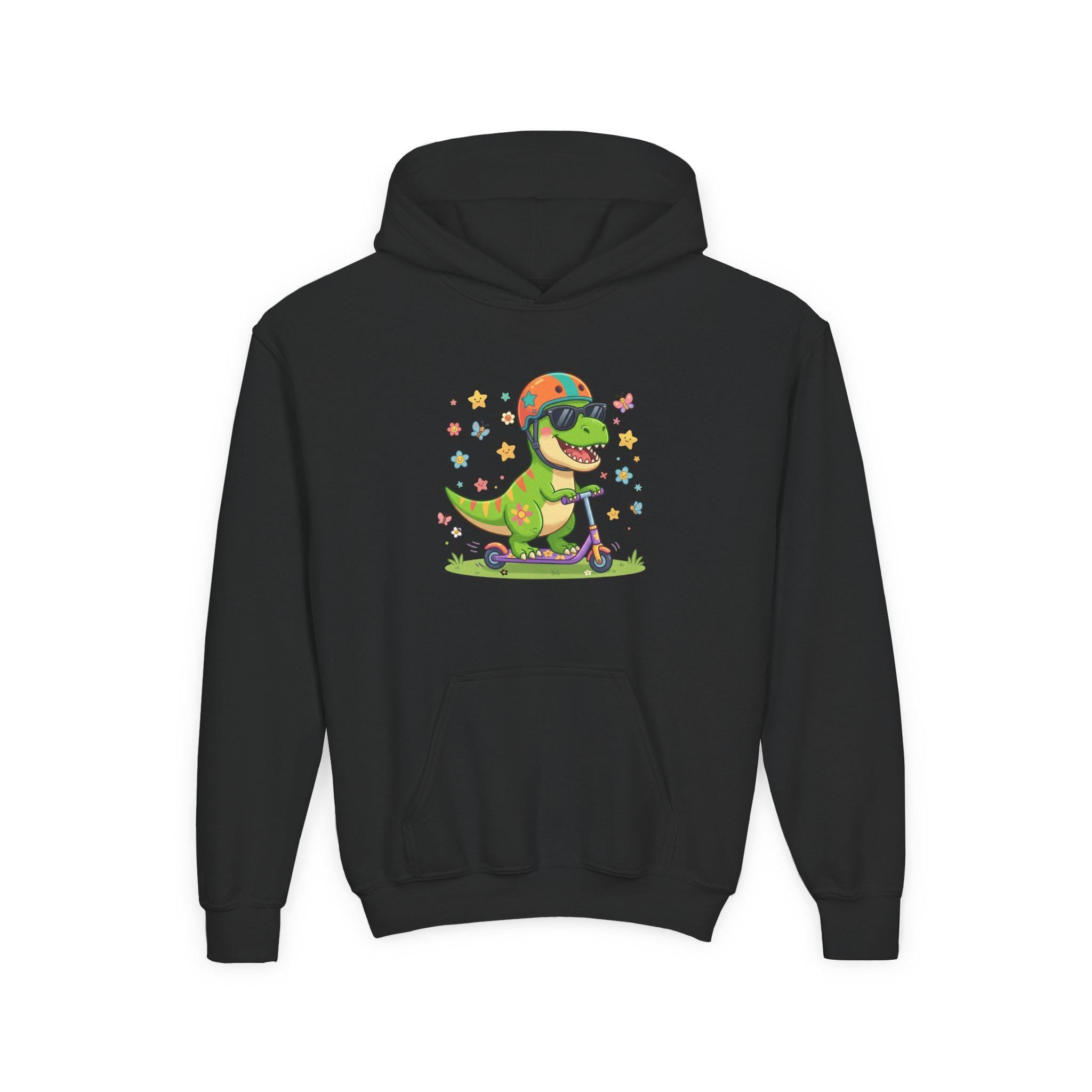 Skateboard T-Rex Hoodie | Kids Dino Scooter Sweatshirt
