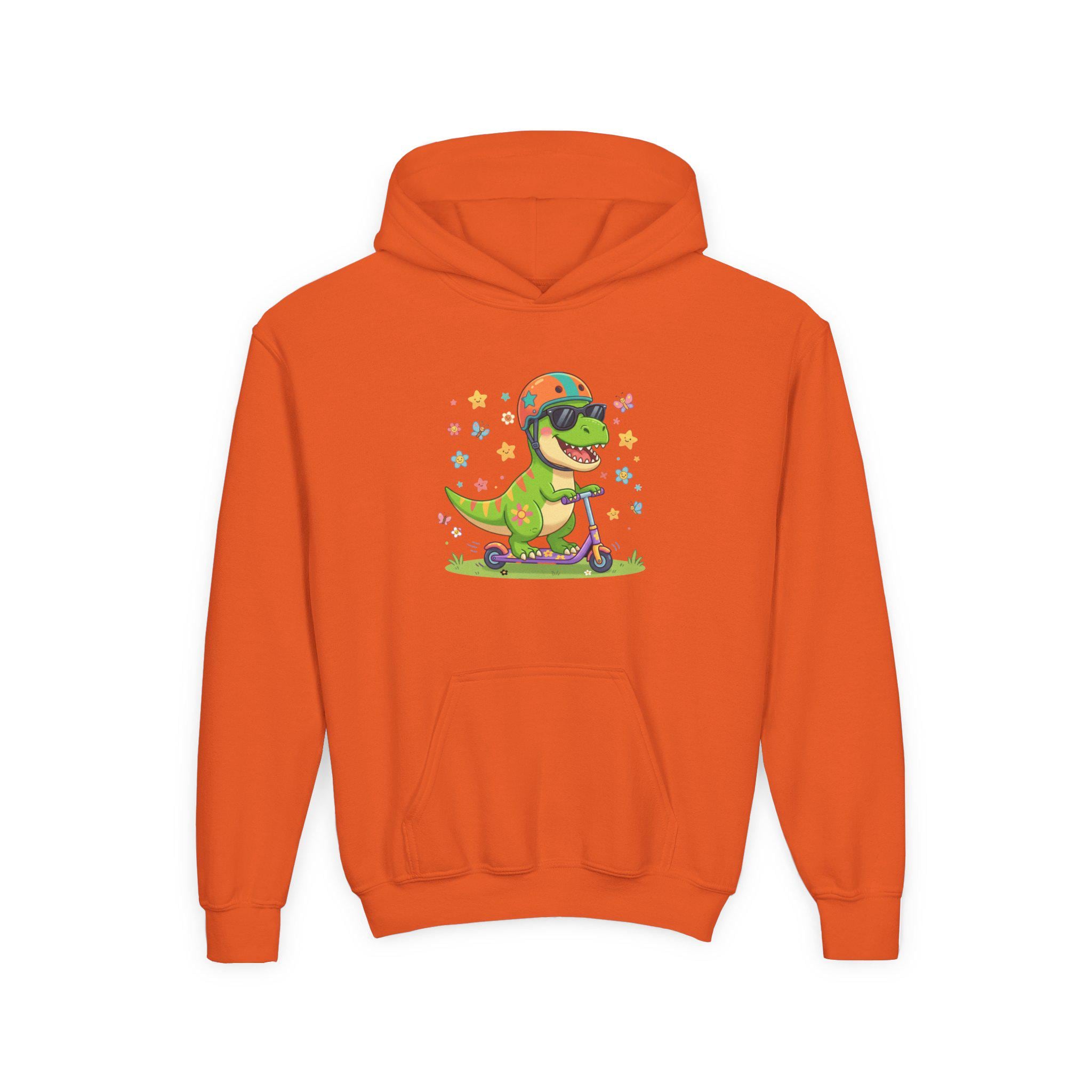 Skateboard T-Rex Hoodie | Kids Dino Scooter Sweatshirt