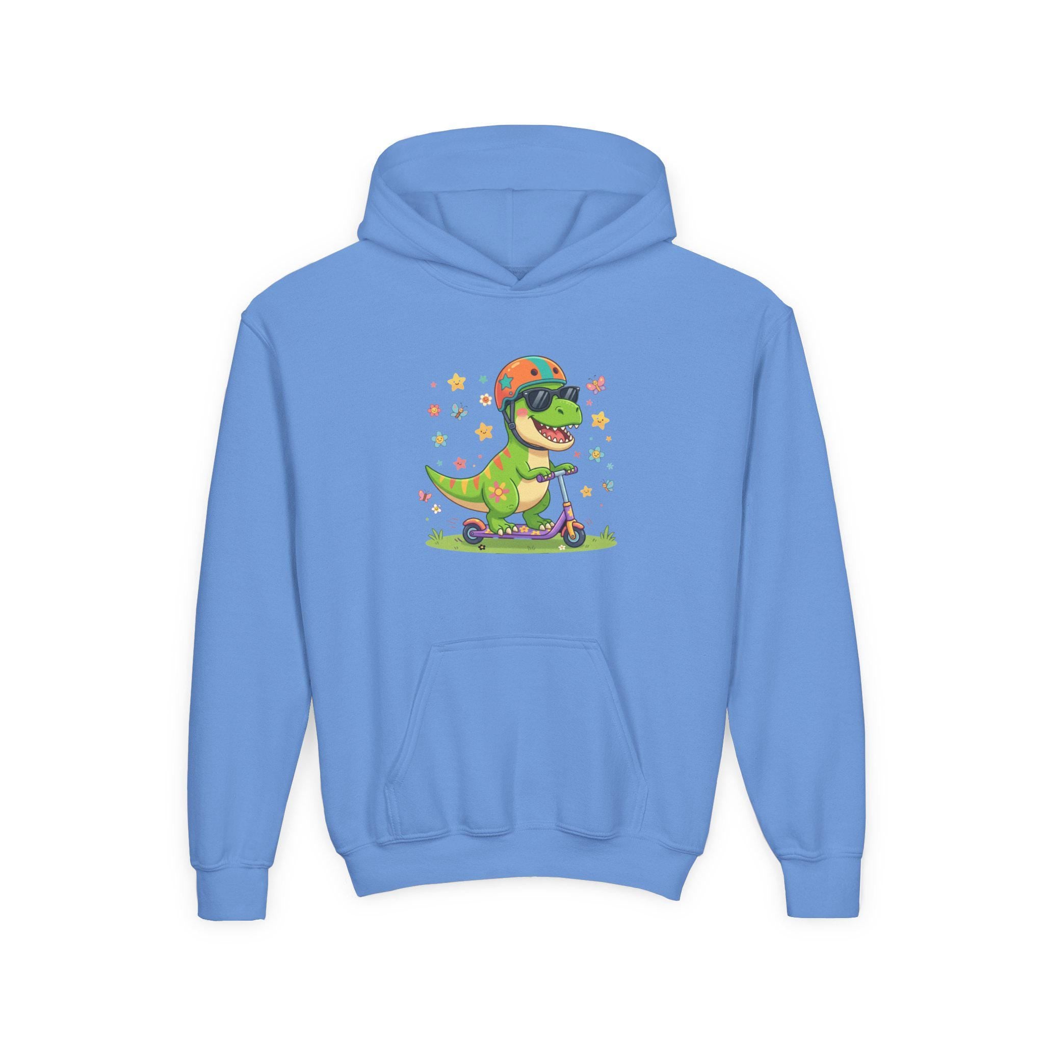 Skateboard T-Rex Hoodie | Kids Dino Scooter Sweatshirt